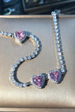 Collier rond rose avec strass coeur
