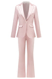Gris rose pic revers satin slim fit femmes costumes