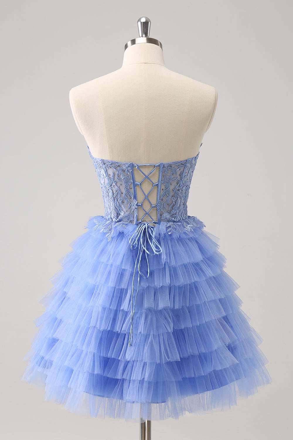 Sweetheart Lilas Robe de cocktail trapèze en tulle avec dentelle