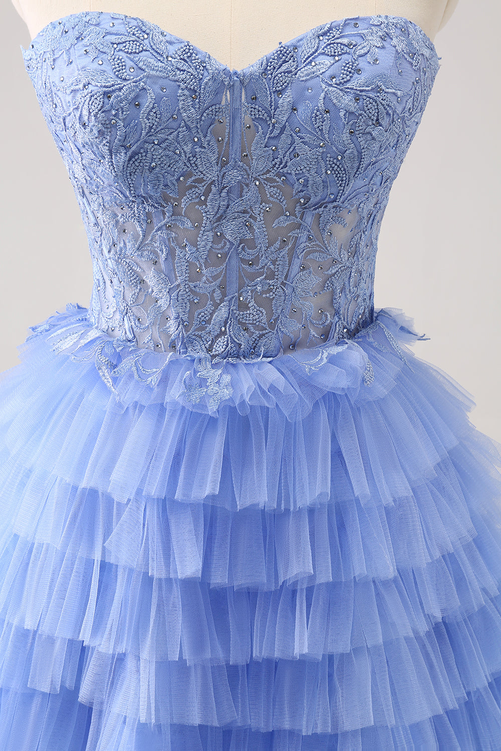 Sweetheart Lilas Robe de cocktail trapèze en tulle avec dentelle