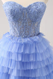 Sweetheart Lilas Robe de cocktail trapèze en tulle avec dentelle