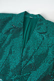 Glitter vert paillettes revers crantés femmes costumes avec ceinture