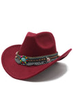 Chapeau de cowboy western vintage à large bord Fedora Gentleman Sir Church