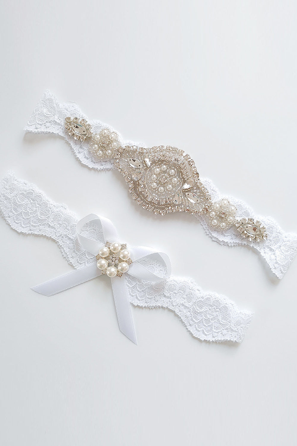 Perle Strass Dentelle Jarretière de mariée Ensemble