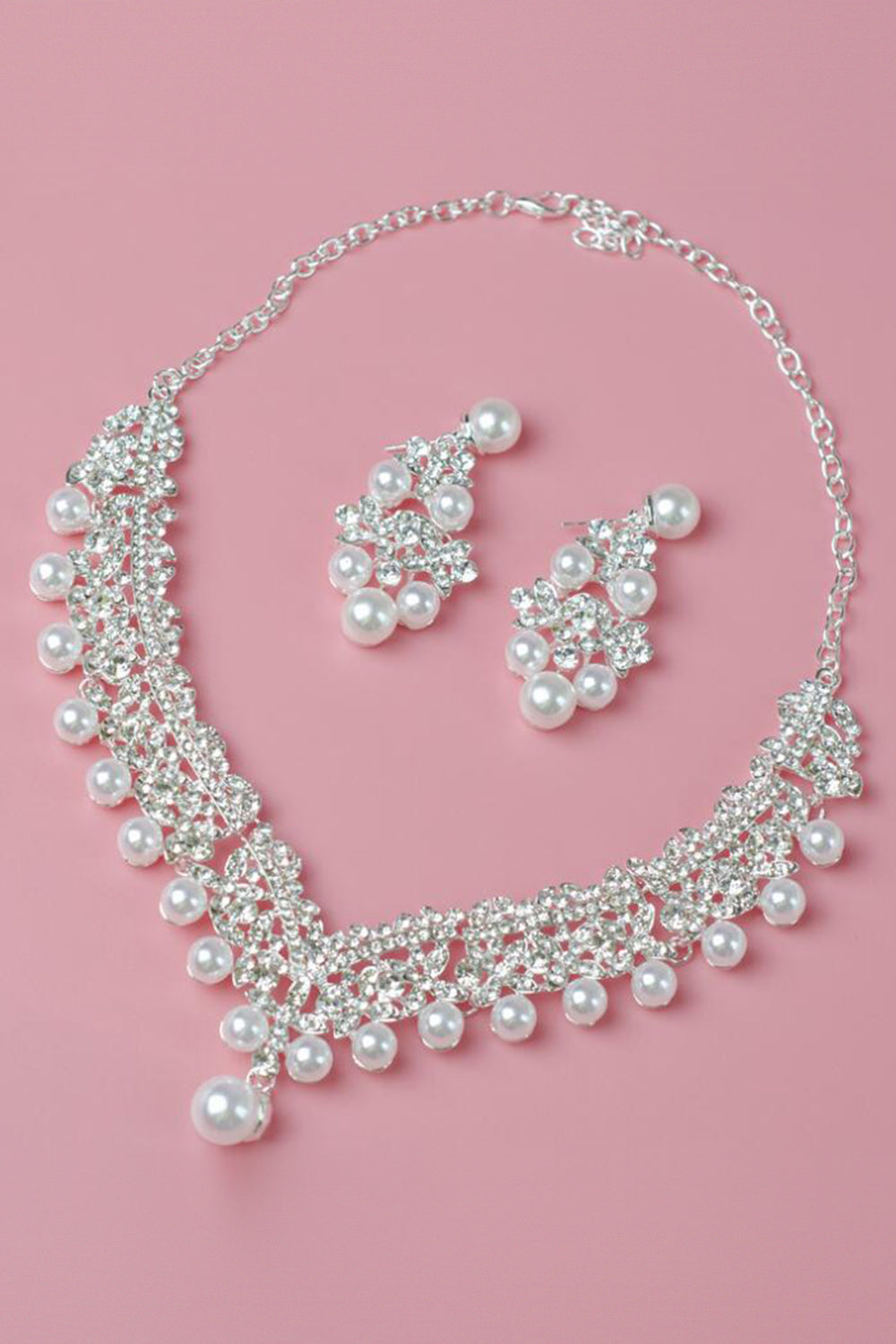 Perle Strass Pendentif Collier Boucles d’oreilles Diadème Ensemble de bijoux