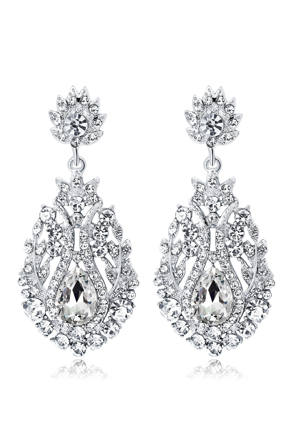 Boucles d’oreilles de mariage de mariée en cristal blanc