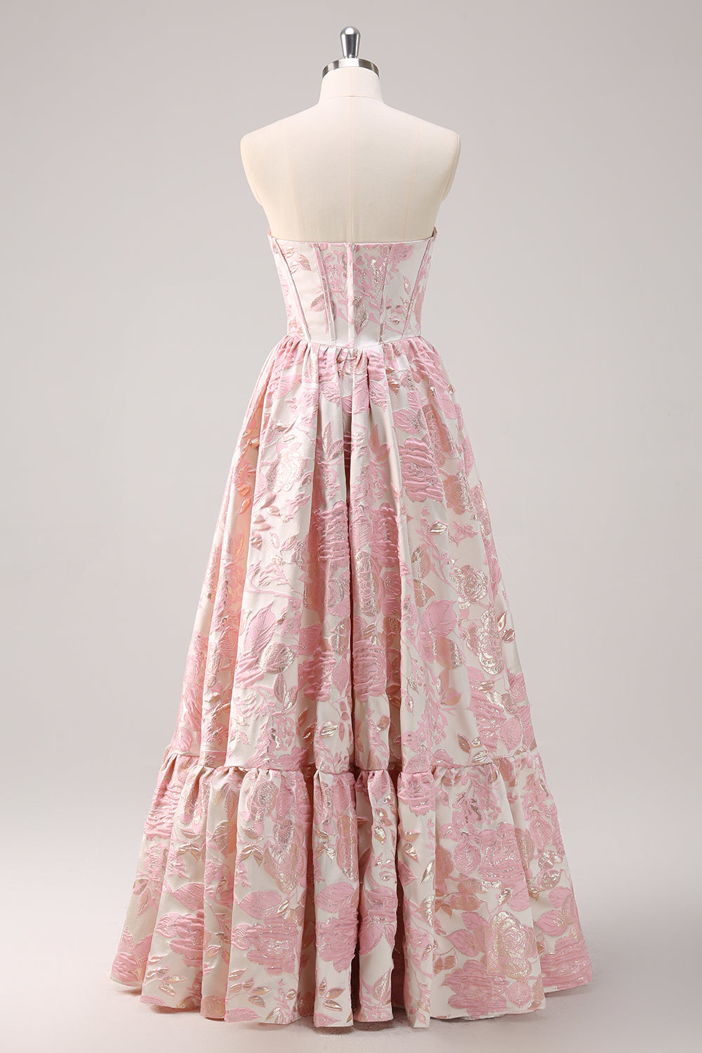 Mignon bleu A-ligne Sweetheart Brocart Corset Robe de soirée Longue