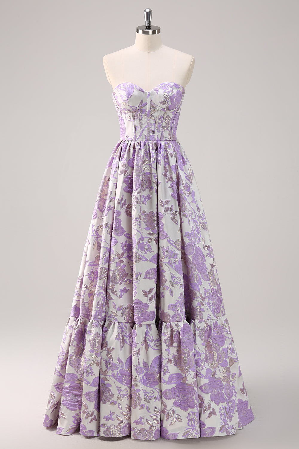 Mignon bleu A-ligne Sweetheart Brocart Corset Robe de soirée Longue