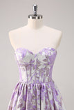 Mignon bleu A-ligne Sweetheart Brocart Corset Robe de soirée Longue
