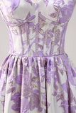 Mignon bleu A-ligne Sweetheart Brocart Corset Robe de soirée Longue