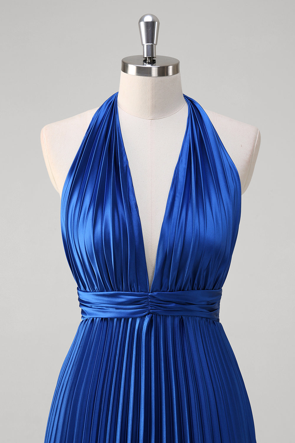 Bleu royal Robe longue plissée dos nu