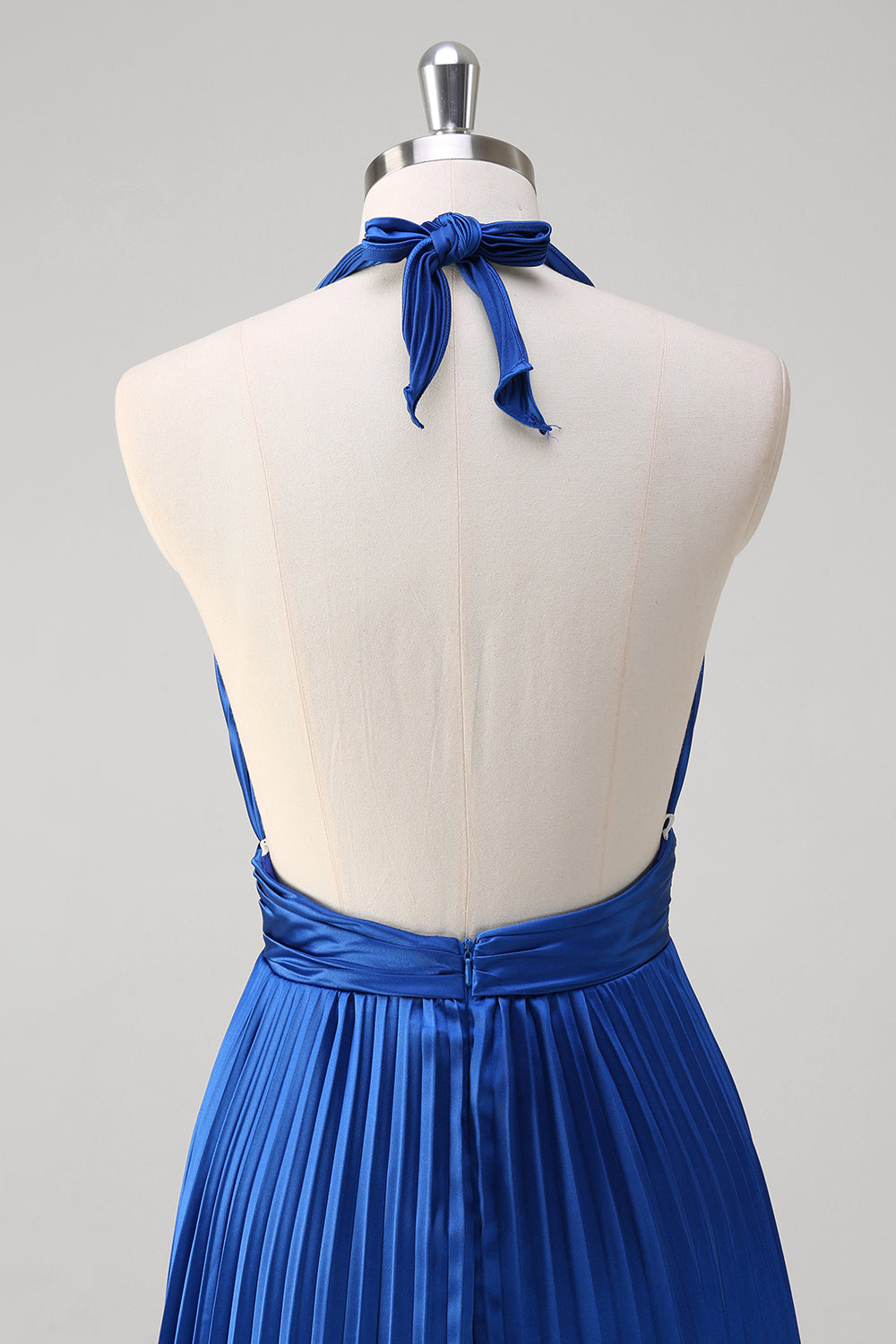 Bleu royal Robe longue plissée dos nu
