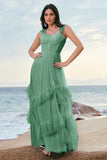 Robe de demoiselle d’honneur corset en tulle bleu avec volants
