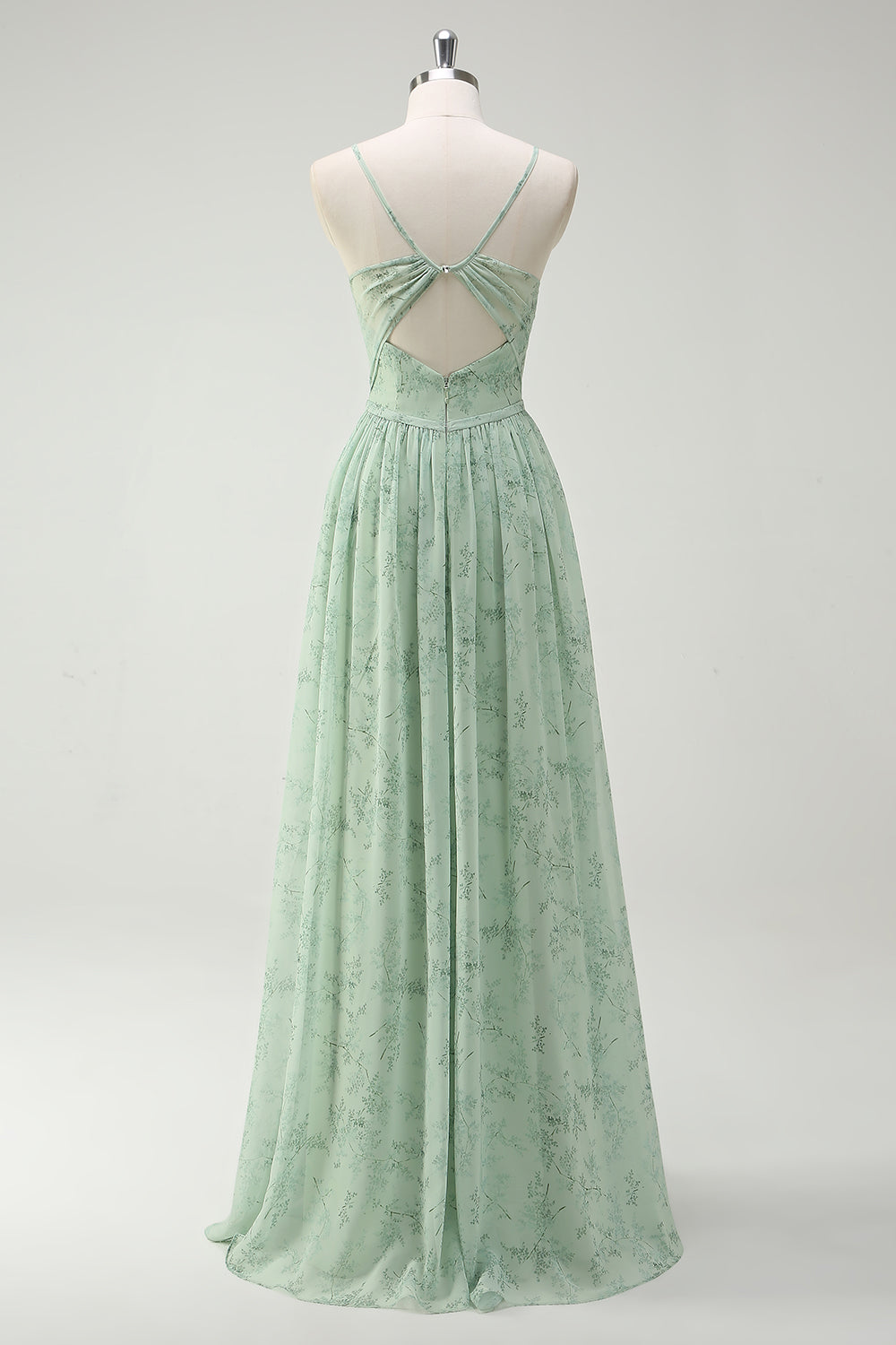 Sauge poussiéreuse Une Ligne Spaghetti Bretelles Longue Robe De Demoiselle D’honneur Avec Fente