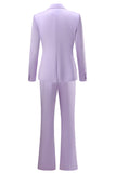 Satin violet Double Breasted Peak Revers 2 Pièces Femmes Costumes