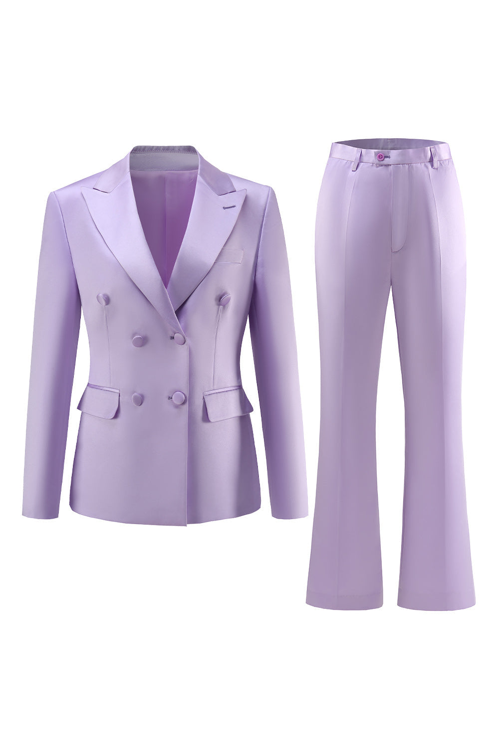 Satin violet Double Breasted Peak Revers 2 Pièces Femmes Costumes
