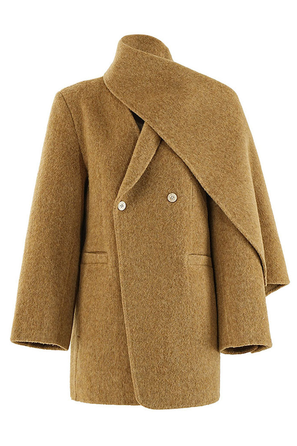 Manteau en simili cuir Kahki en laine