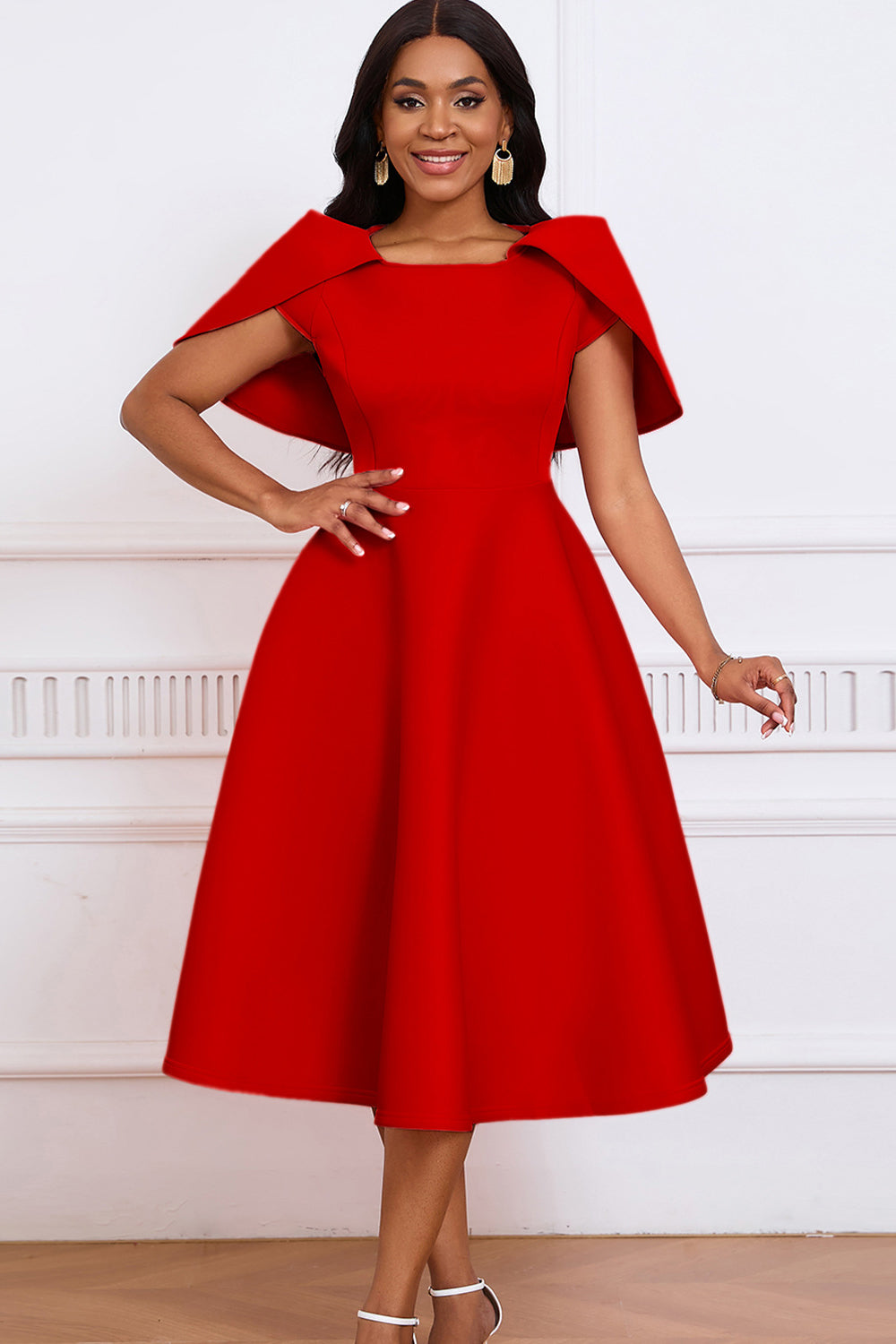 Mode Élégant Socialite Banquet Soirée Grande Brochette Robe Poncho Robe