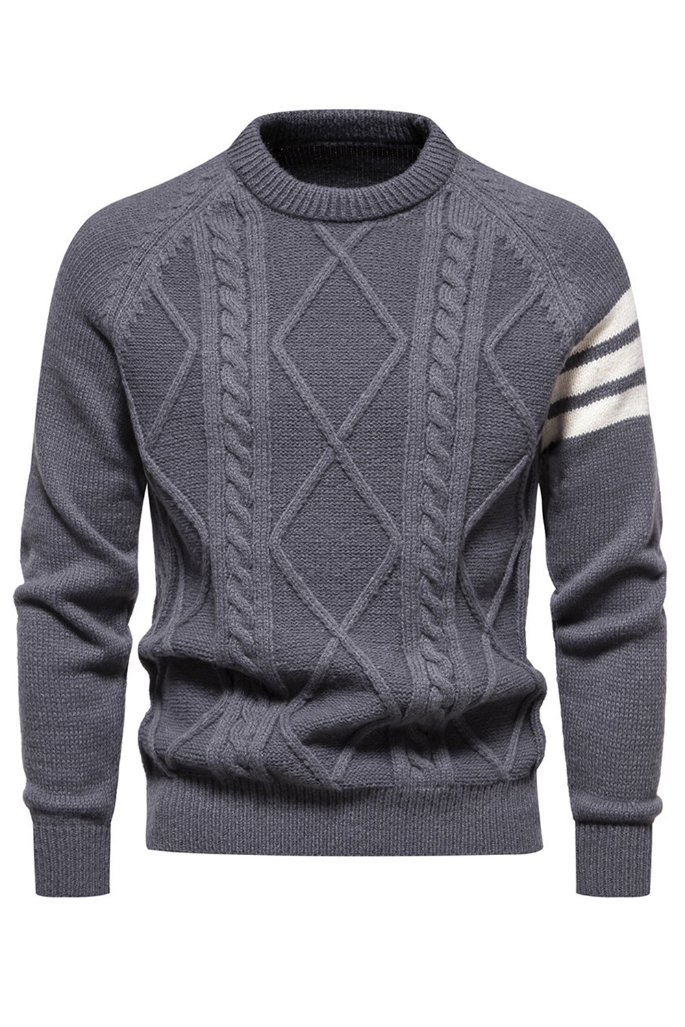 Pull à col rond slim fit gris pour homme