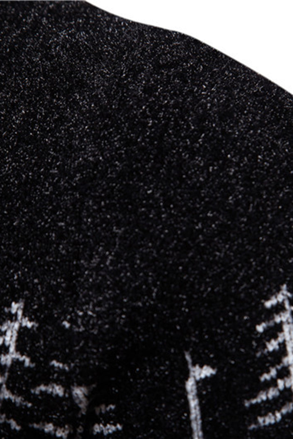 Pull noir slim-fit à col rond imprimé cerf de Noël pour homme