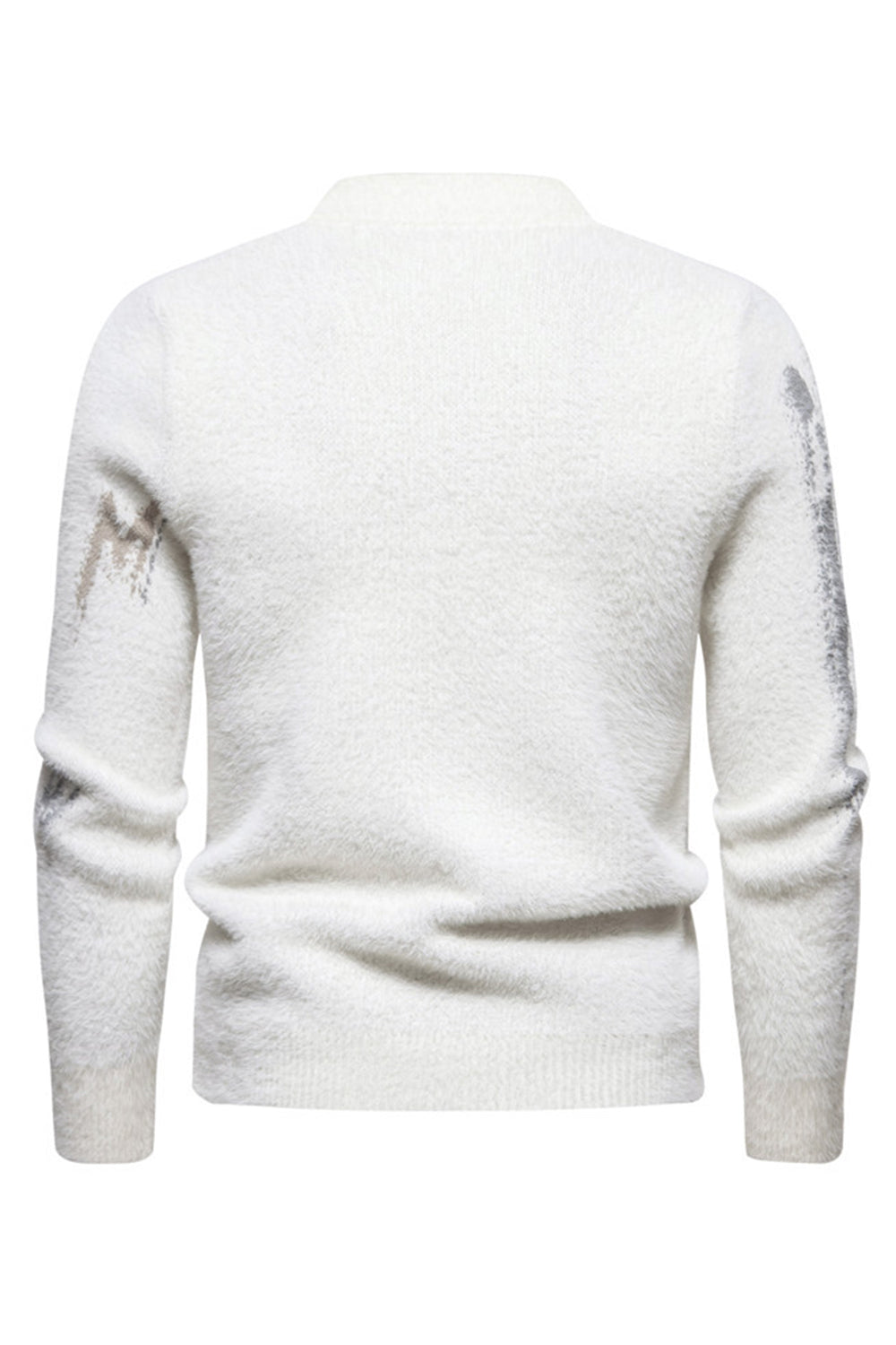 Pull homme blanc à col rond et coupe slim