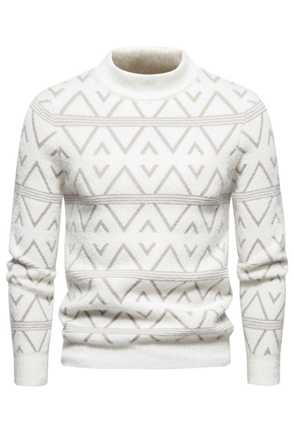 Pull pull homme col rond imprimé rayé blanc