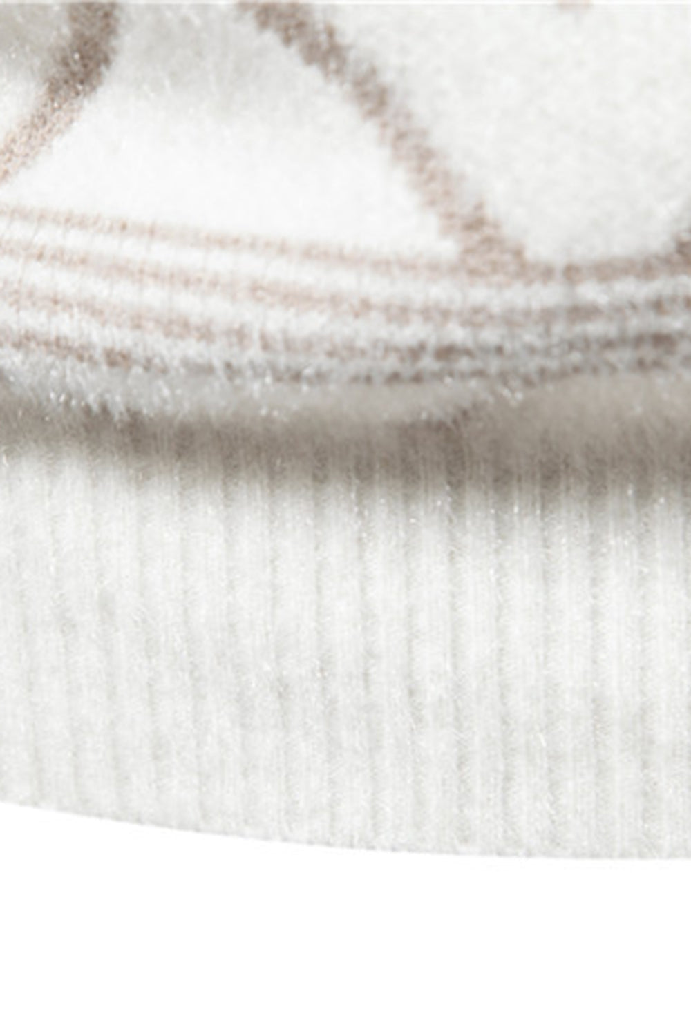 Pull pull homme col rond imprimé rayé blanc