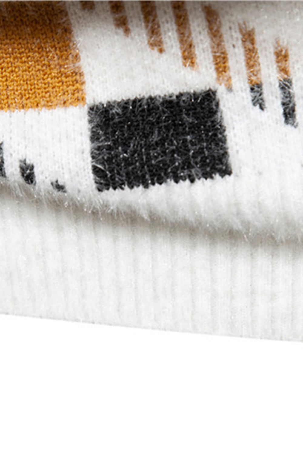 Pull en maille blanche imprimé col rond homme