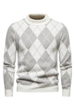 Pull imprimé en maille col rond kaki clair pour homme