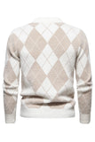 Pull imprimé en maille col rond kaki clair pour homme
