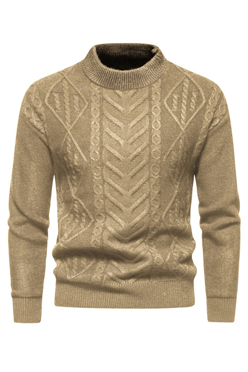 Pull en maille jacquard blanc à col rond pour homme