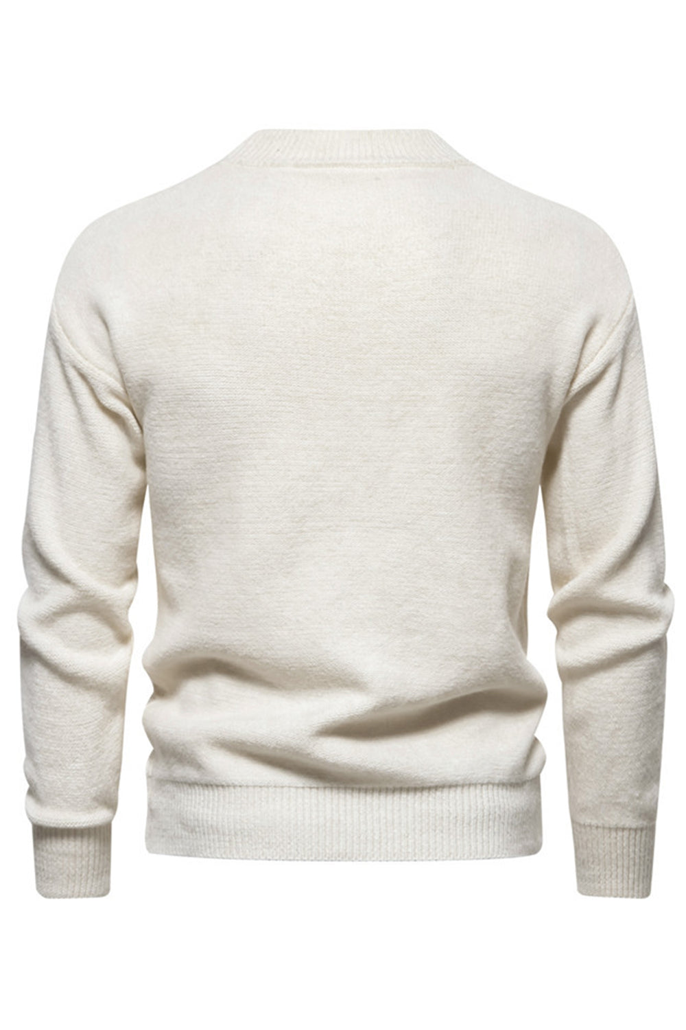 Pull en maille jacquard blanc à col rond pour homme