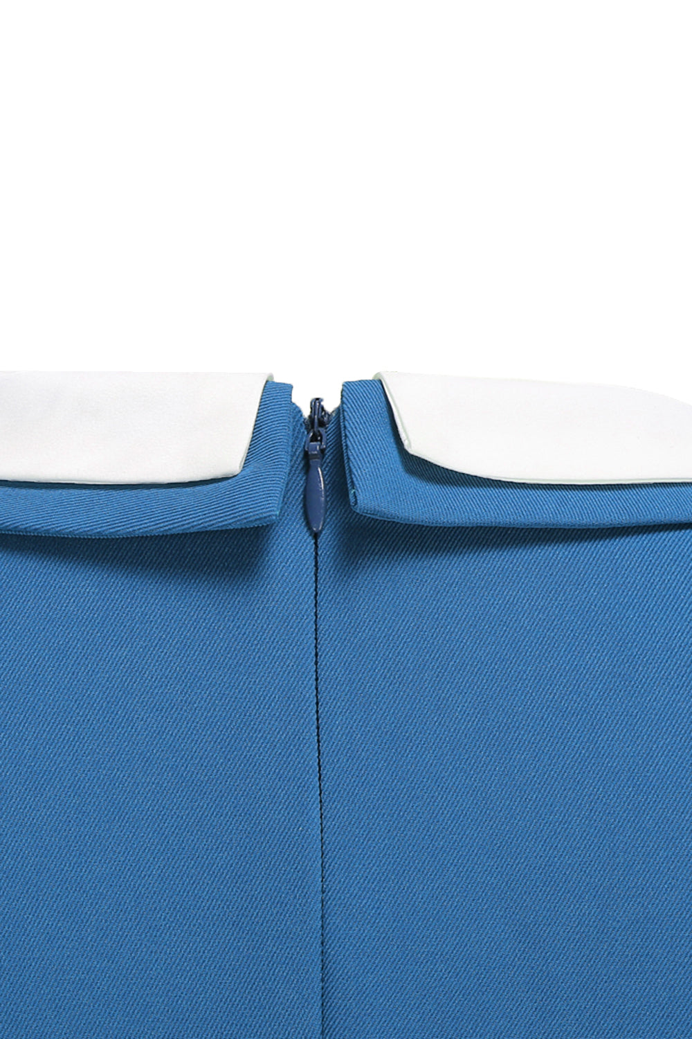 Robe midi trapèze bleue à col rond des années 1950