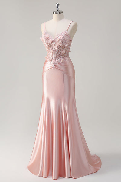 Robes de bal satin soyeux uniques fente latérale sirène sexy une épaule