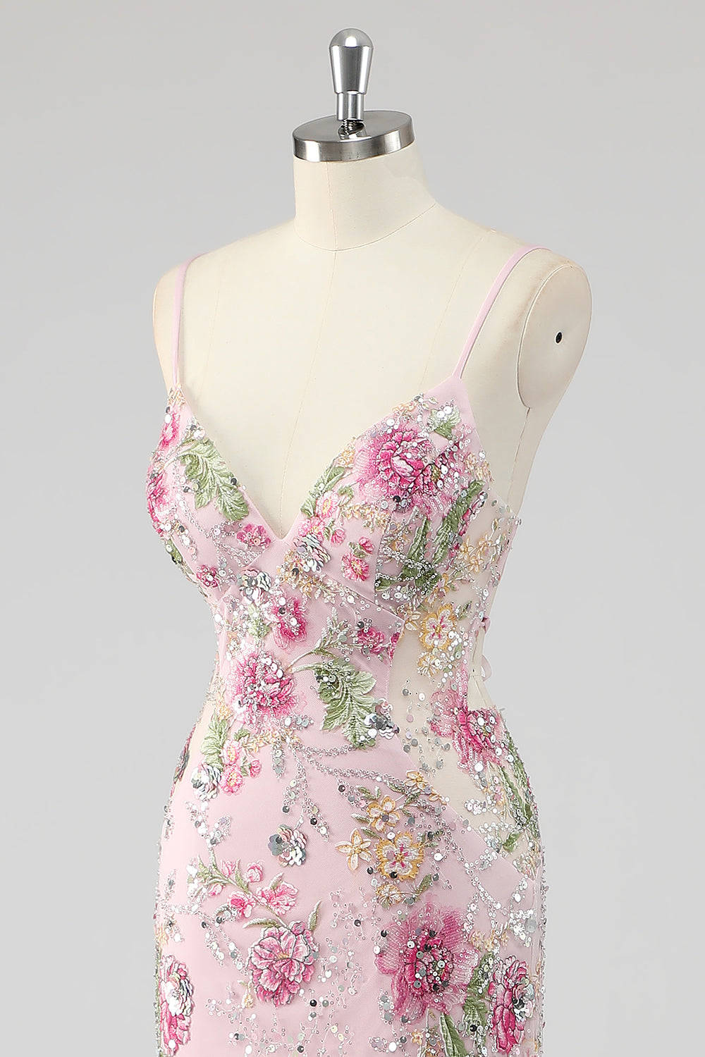 Paillettes Sirène Spaghetti Bretelles Robe de soirée Noir à Sequins avec Appliques