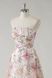 Robe De Soirée florale à sequins a-ligne rose scintillante