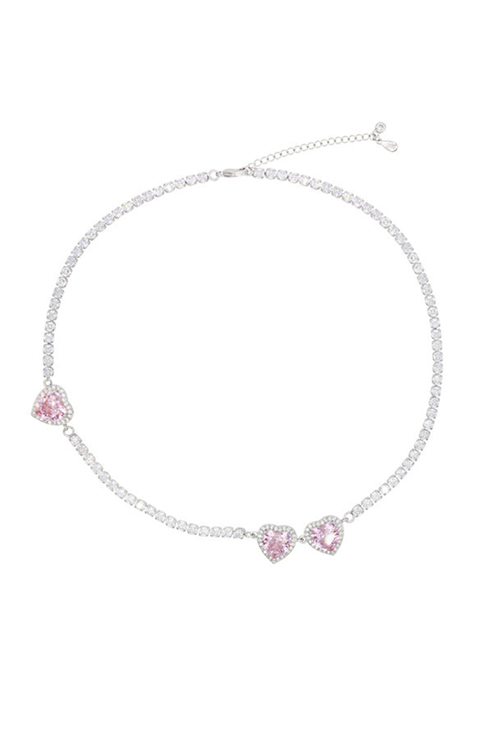 Collier rond rose avec strass coeur
