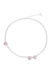 Collier rond rose avec strass coeur