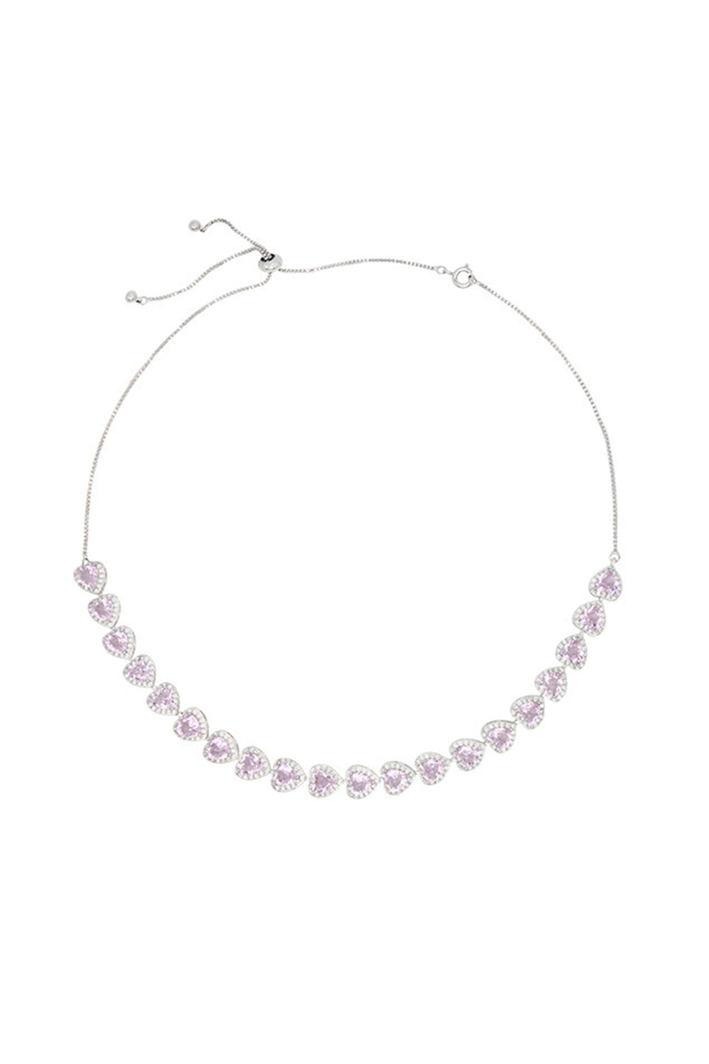 Collier strass coeur scintillant rose