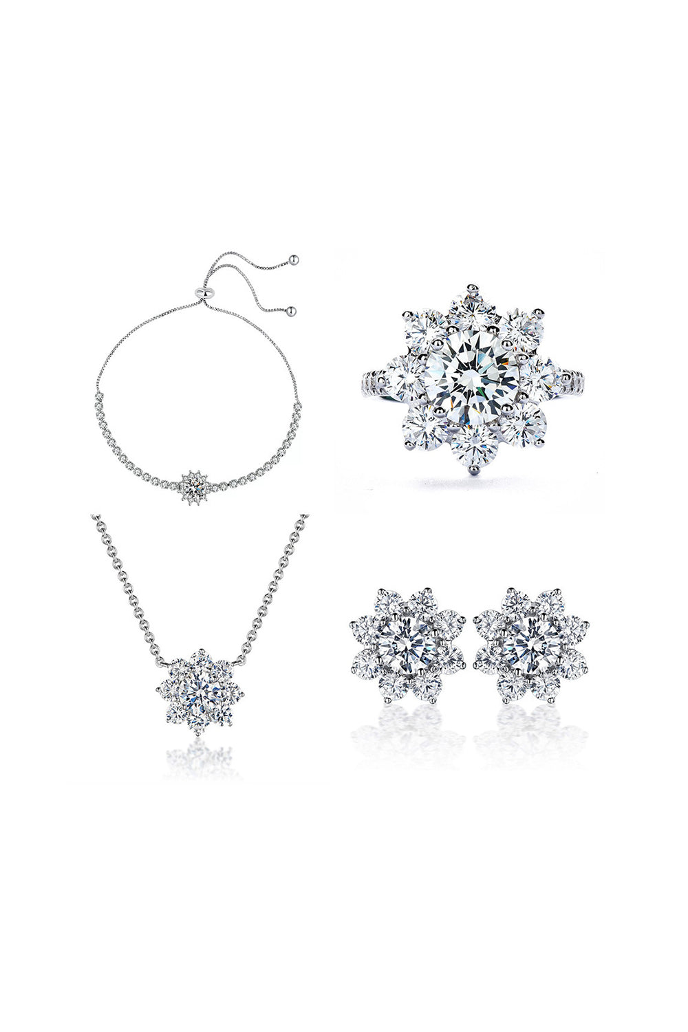 Paillettes d’argent 4 pièces ensemble de bijoux