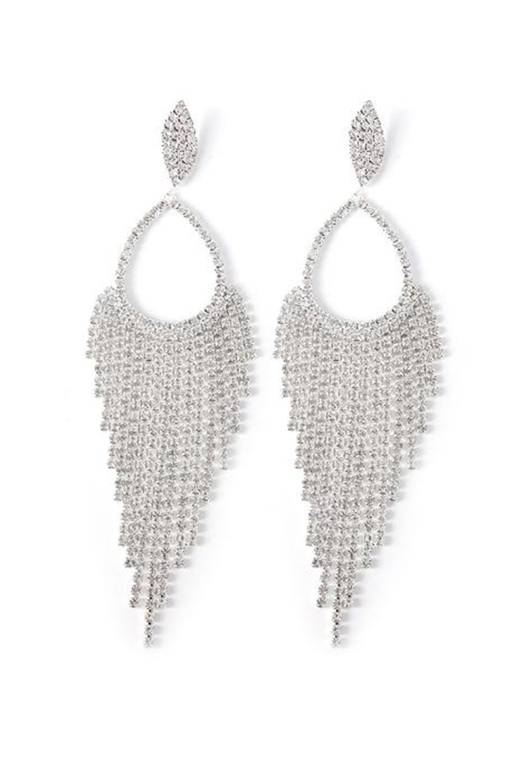 Boucles d’oreilles pendantes strass en argent scintillant