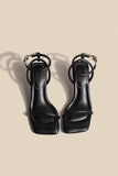 Sandales à talons hauts à bride de cheville en cuir PU noir