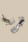 Sandales à talons hauts à bride de cheville en cuir PU noir