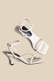 Sandales à talons hauts à bride de cheville en cuir PU noir