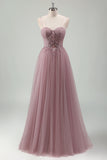 Gris scintillant violet une ligne paillettes Corset robe longue de bal