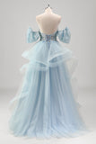 Robe de bal plissée en tulle à paillettes scintillantes sans bretelles avec manches amovibles