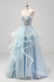 Robe de bal plissée en tulle à paillettes scintillantes sans bretelles avec manches amovibles