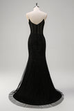 Robe De Soirée longue avec fente de sirène corset bleu royal avec perles