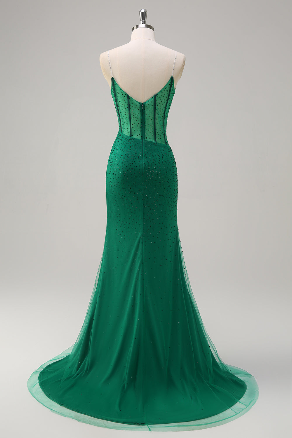 Robe De Soirée longue avec fente de sirène corset bleu royal avec perles