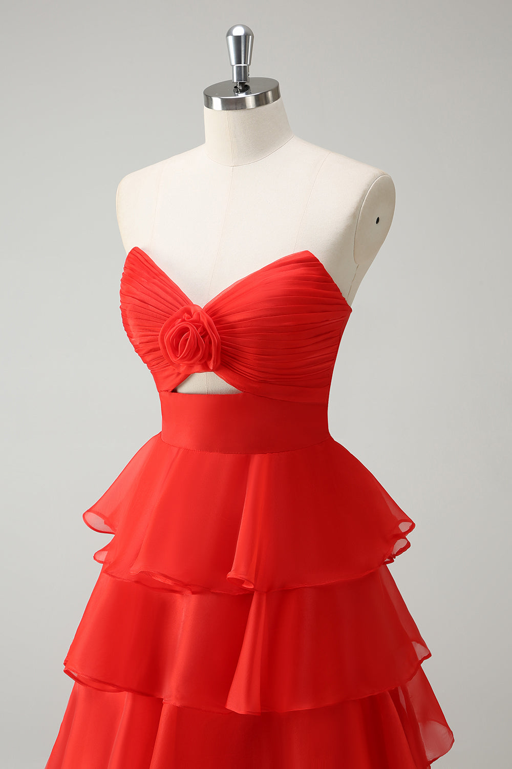 Robe De Soirée longue princesse orange à décolleté en cœur et fente